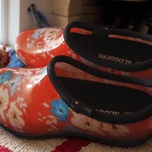 Sloggers Floral Waterproof Garden Clogs in Orange